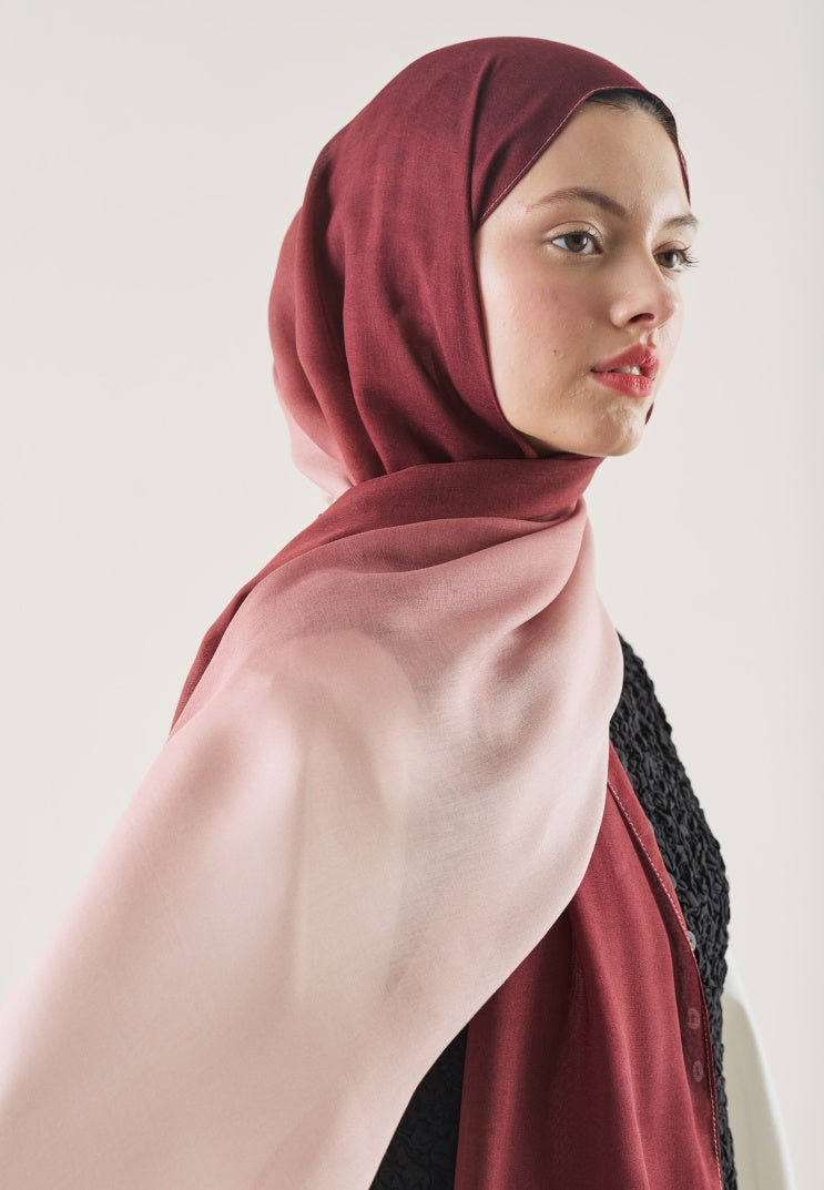 DEGRADE PATTERN RAMI HIJAB BURGUNDY