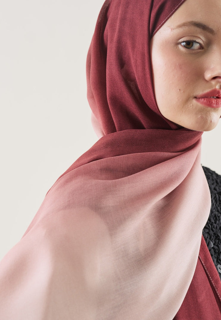 DEGRADE PATTERN RAMI HIJAB BURGUNDY