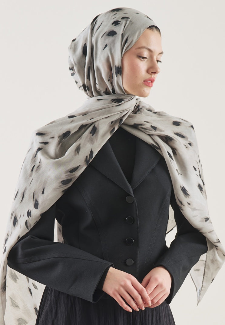 LEOPARD PATTERN RAMI HIJAB STONE