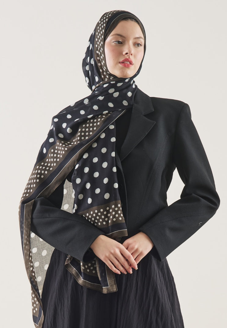 POLKA DOTS PATTERN RAMI HIJAB BLACK
