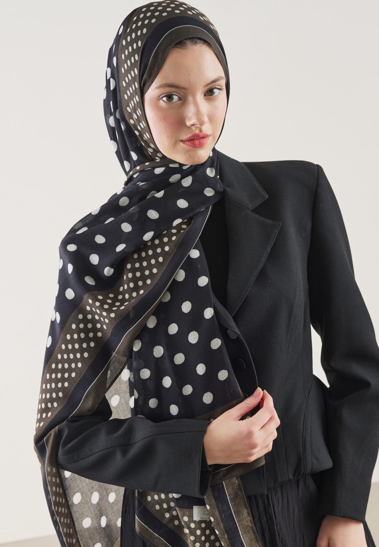 POLKA DOTS PATTERN RAMI HIJAB BLACK
