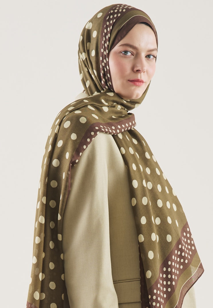 POLKA DOTS PATTERN RAMI HIJAB KHAKI