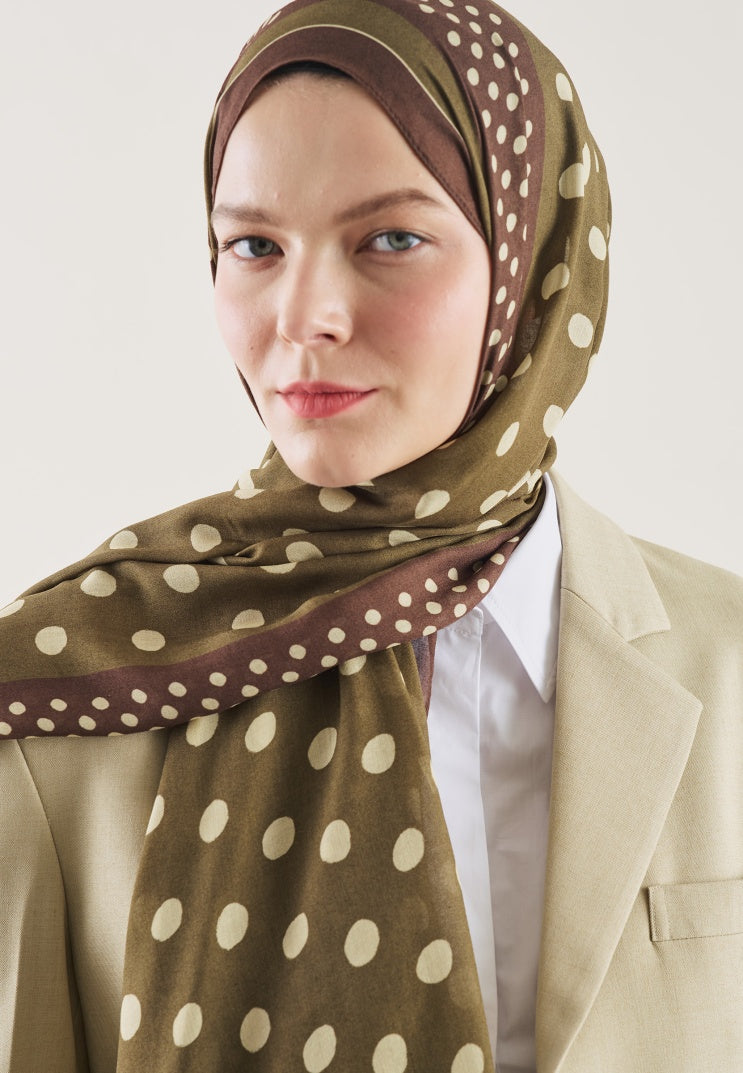 POLKA DOTS PATTERN RAMI HIJAB KHAKI