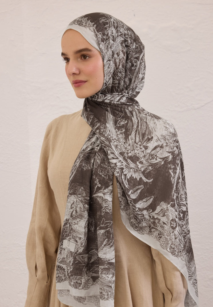 SECRET ELEGANCE PATTERN RAMIE HIJAB BITTER COFFE