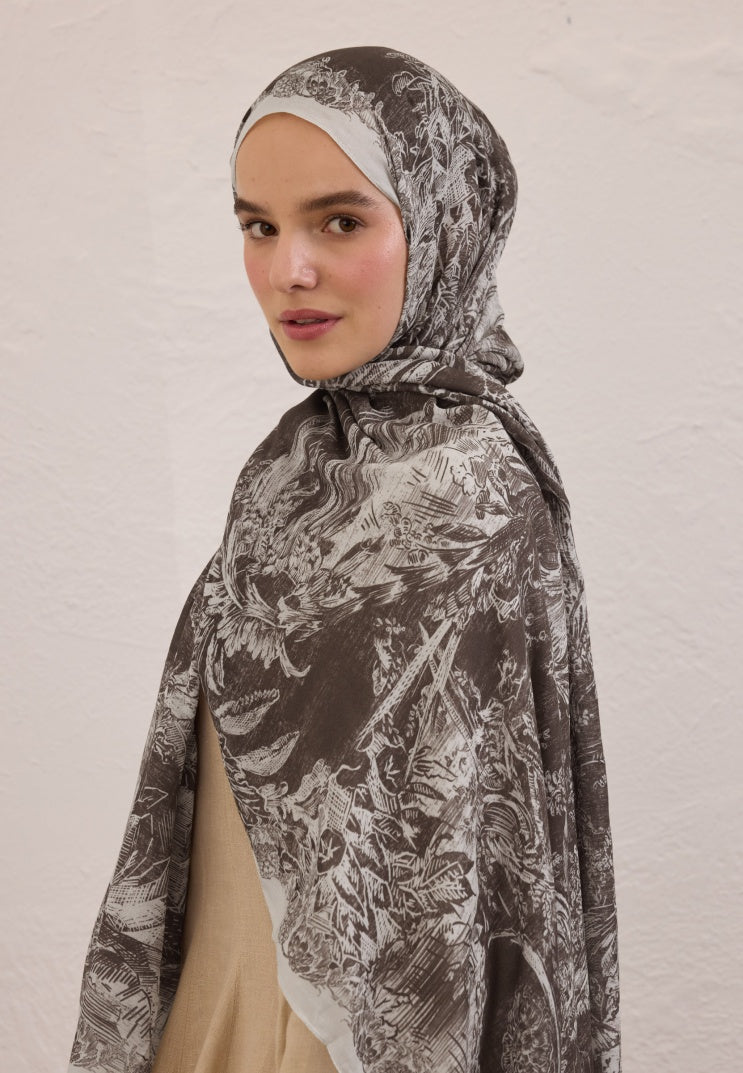 SECRET ELEGANCE PATTERN RAMIE HIJAB BITTER COFFE