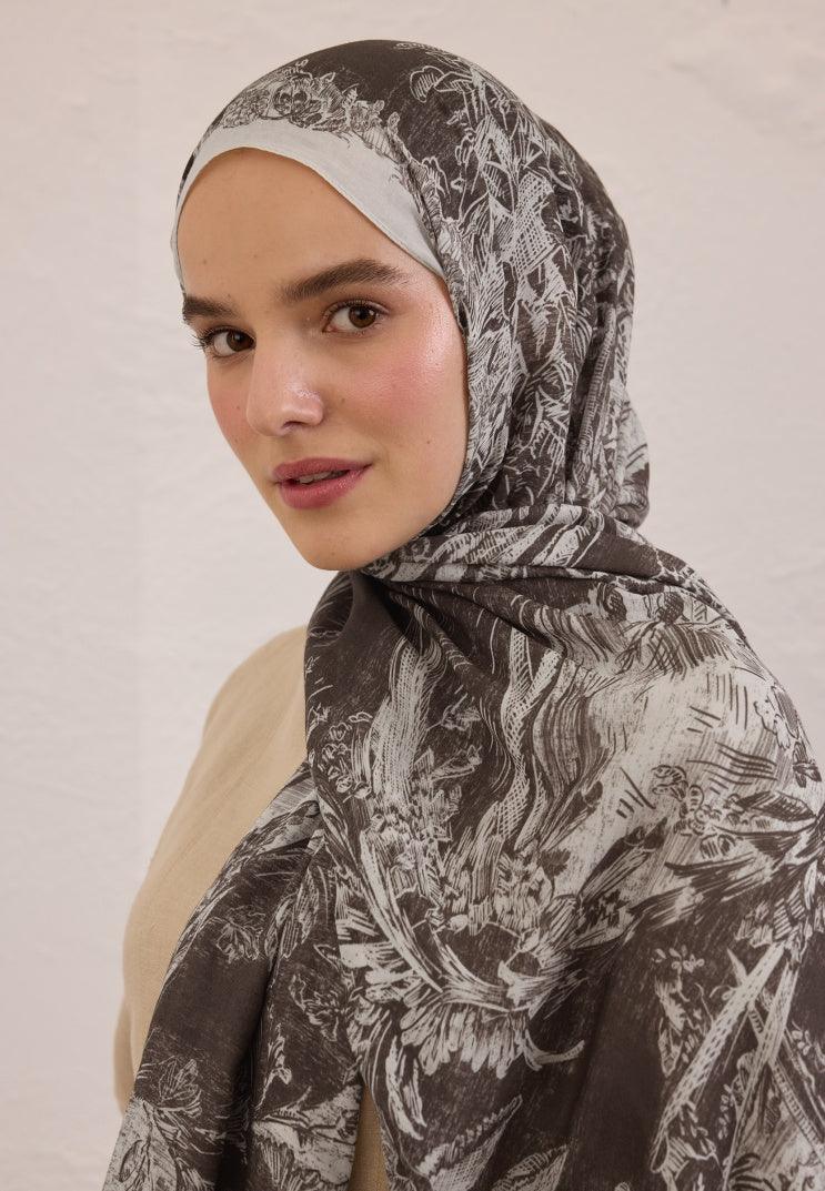 SECRET ELEGANCE PATTERN RAMIE HIJAB BITTER COFFE