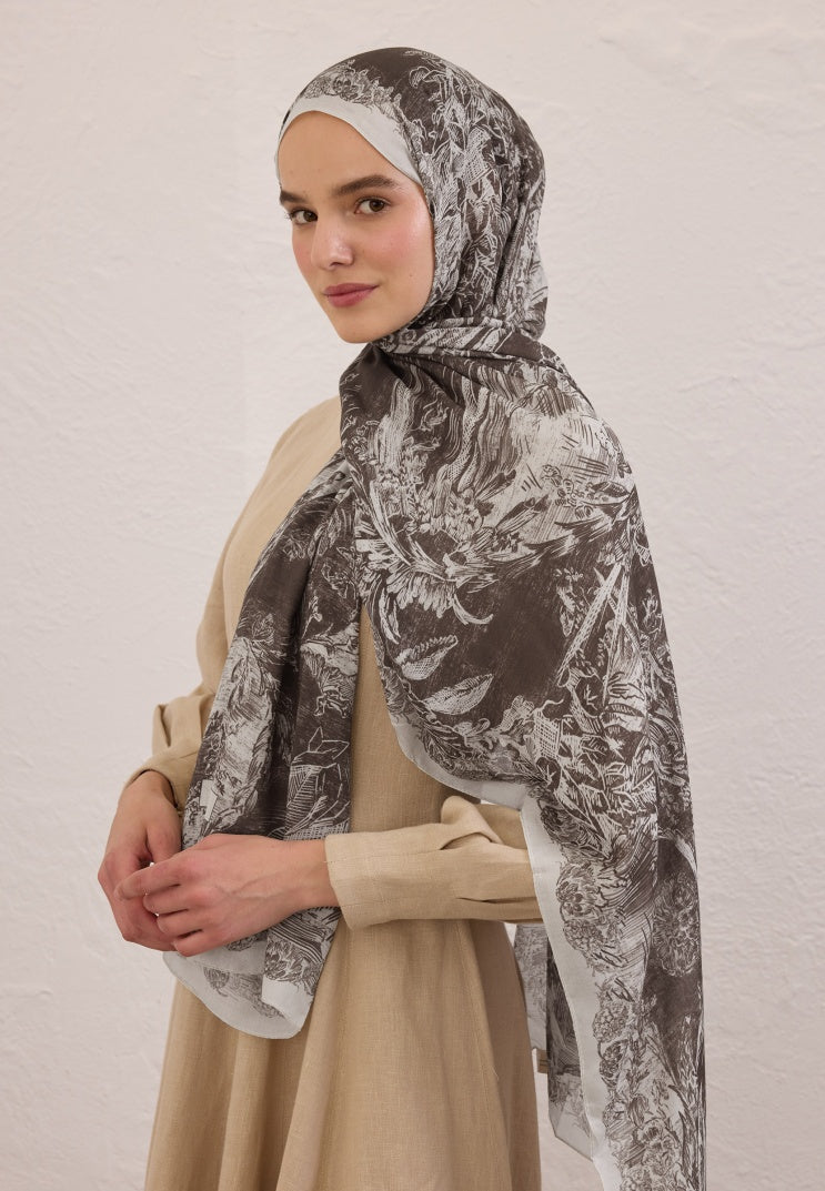 SECRET ELEGANCE PATTERN RAMIE HIJAB BITTER COFFE