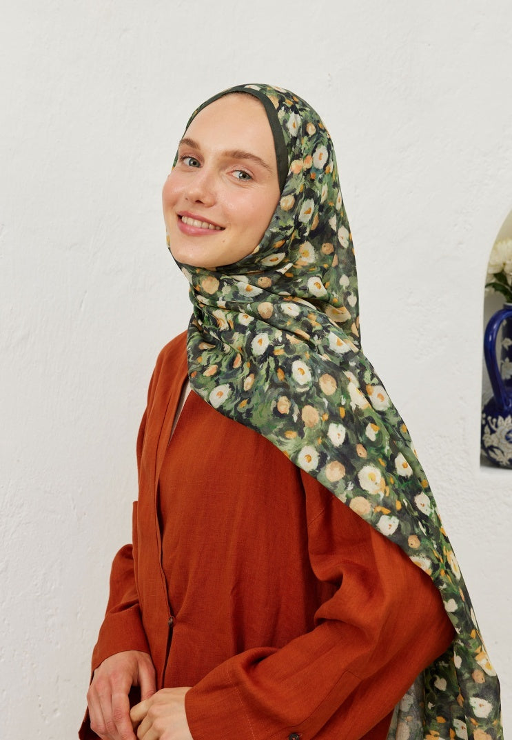 AGNES PATTERNED RAMI HIJAB DARK GREEN