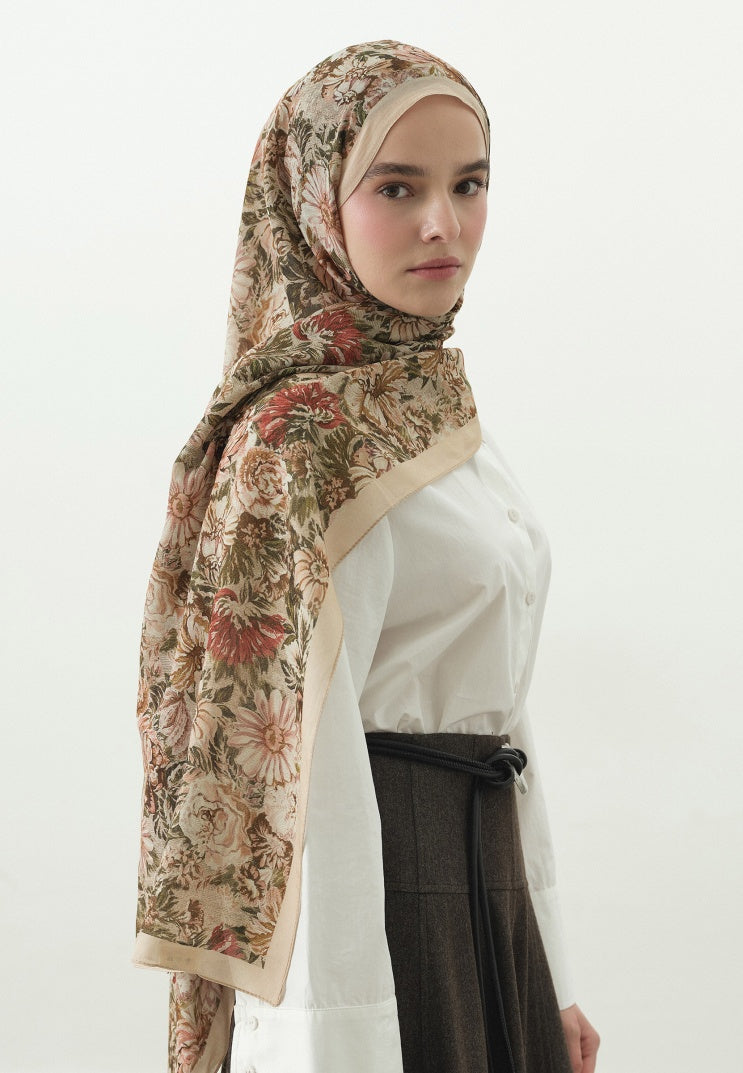 JUDITH PATTERN COTTON VISCOSE HIJAB BEIGE