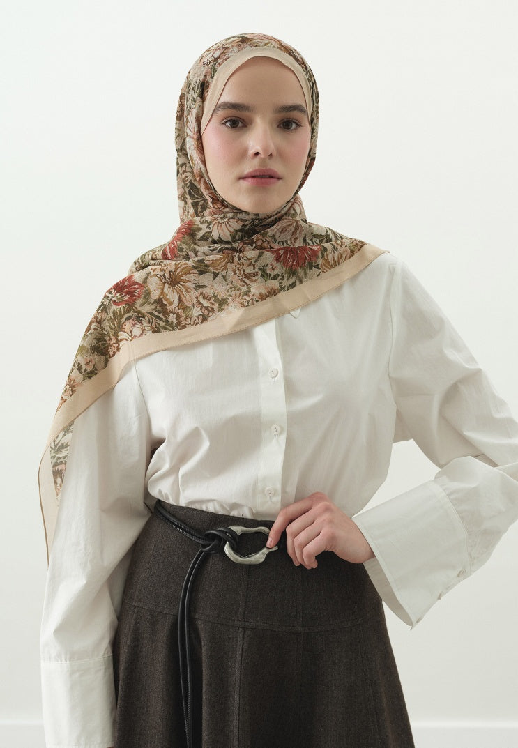 JUDITH PATTERN COTTON VISCOSE HIJAB BEIGE
