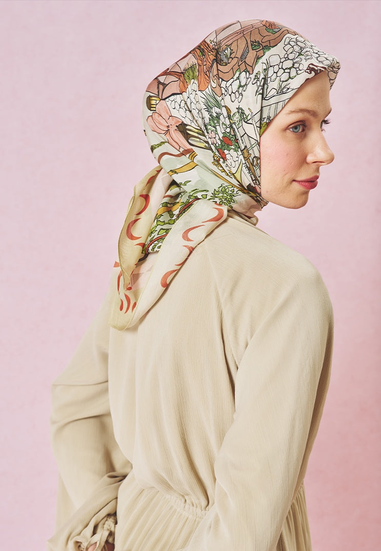 STARLIGHT HARMONY PATTERNED FLOSS VISCOSE SCARF SAGE